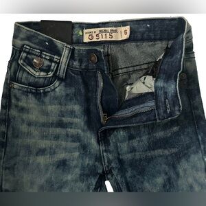 NEW GS115 JEANS 6 BOYS ZIP FLY BLEACH BLOTCH RINSE